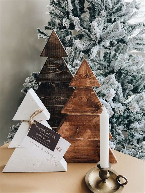 Rustic Wooden Christmas Trees Set Of Three Christmas Decor Etsy