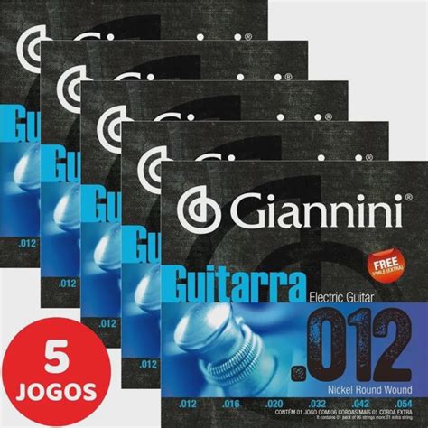 Encordoamento Giannini P Guitarra Geegst Nickel Round