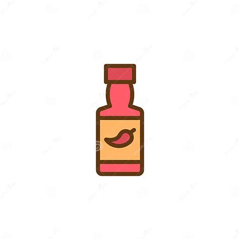 Chili Sauce Bottle Filled Outline Icon Stock Vector Illustration Of Sauce Design 124233092