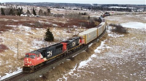 Nice Aerial K View Sd I Leader Freight Train Cn Passing Upper