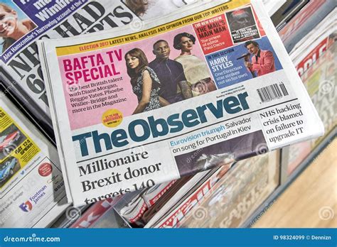 The Observer Newspaper Editorial Stock Image Image Of Magazine 98324099