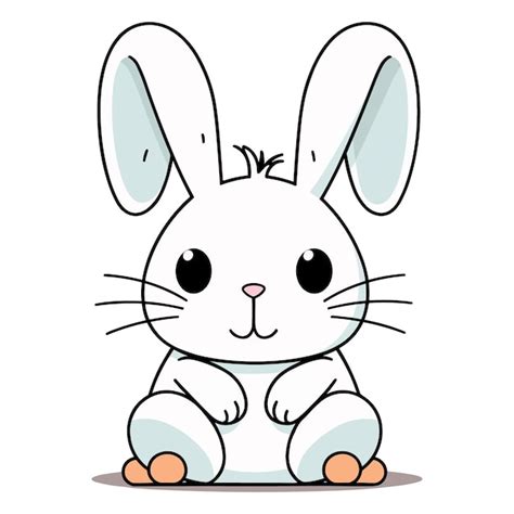 Un Conejo De Dibujos Animados Con Un Fondo Blanco Vector Premium