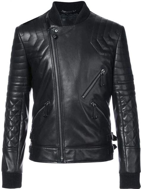 Philipp Plein Crystal Skull Biker Jacket Leather Jacket Men Leather