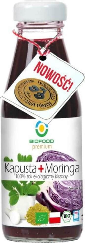 Sok z czerwonej kapusty kiszonej z moringą BIO 200 ml Bio Food