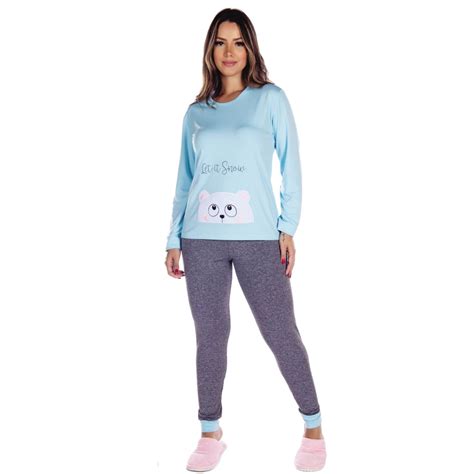 Pijama Feminino Suede Bordado Victory