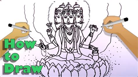 How To Draw The Creator God Brahma Easily Youtube