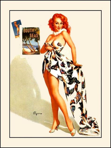 Elvgren Pinup Girl Greeting Card Redhead Bikini Sailboat Repro Gil