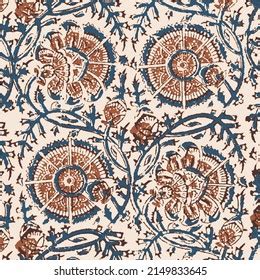 Ajrakh Pattern Block Print Pattern Batik Stock Illustration