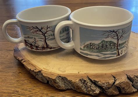 Sunnycraft Vintage Soup Mugs Set Of Two Stoneware Soup Mugs Hand