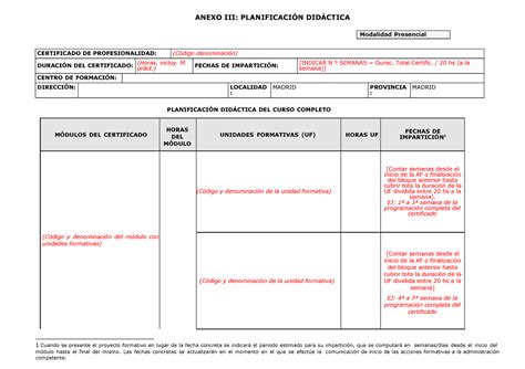 Anexo Iii Planificac Didactica Presencial Anexo Iii Planificaci N