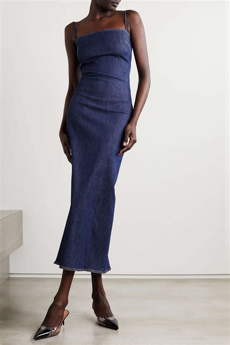 AlaÏa Archetypes Stretch Denim Midi Dress Net A Porter