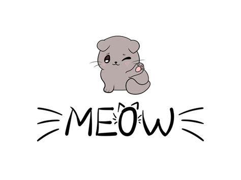 Premium Vector Vector Meow Illustration Cute Kitten And Meow Word