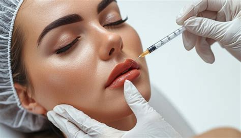 Obter Preenchimento Labial Na Clínica Mãos Do Médico Fazendo Injeção De