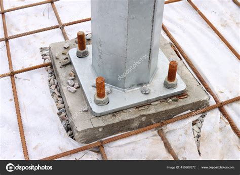 Fixing Iron Pillar Concrete Foundation Bolts Nuts Close Stock Photo by ©Seamm 459908272