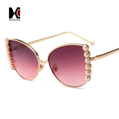 Shauna Venetian Pearl Decoration Women Cat Eye Sunglasses Fashion Pink