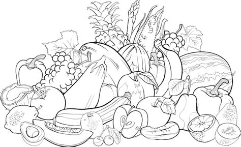 Frutas E Vegetais Para Colorir Livro Vetor Premium