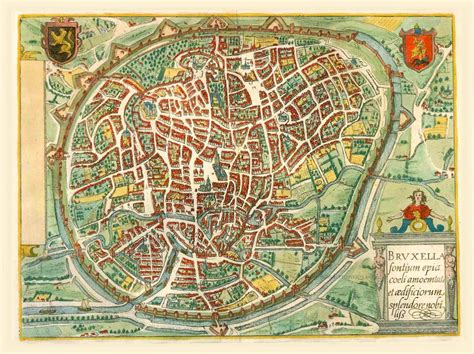 Old Antique Plan Of Brussels Brussel Bruxelles By Ludovico