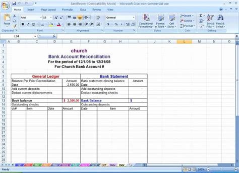 Excel Bank Reconciliation Template