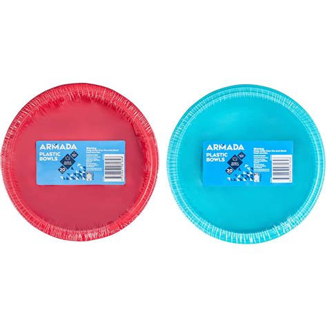 Woolworths Plastic Bowls Mixed Colour Assorted 20 Pack Woolworths