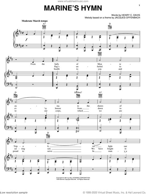 Marine S Hymn Sheet Music For Voice Piano Or Guitar Pdf