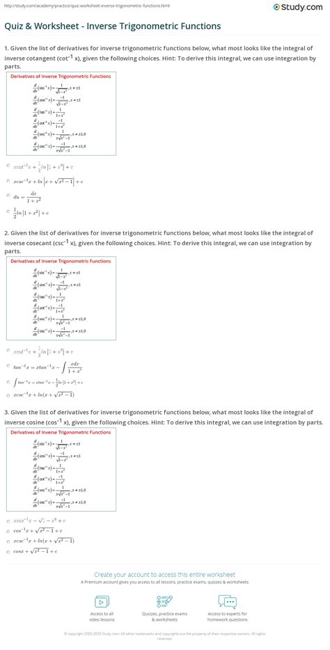 15 Inverse Trig Functions Worksheet With Answers Pdf AntonioReiyaa