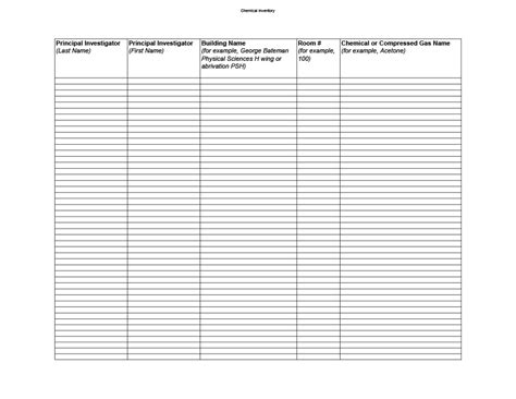 printable inventory list templates home office moving