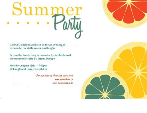 Summer Party Invites Templates Summer Party Invitation Template Summer