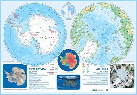 ANTARKTYKA I ARKTYKA MAPA ŚCIENNA SZKOLNA