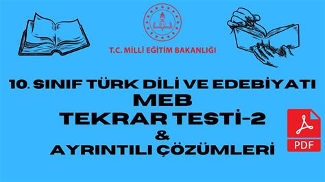 Sinif T Rk D L Ve Edeb Yati Meb Tekrar Test Ayrintili Z Mler