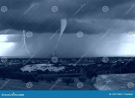 Hurricane On The City Stock Image Image Of Storm Elements 15371483