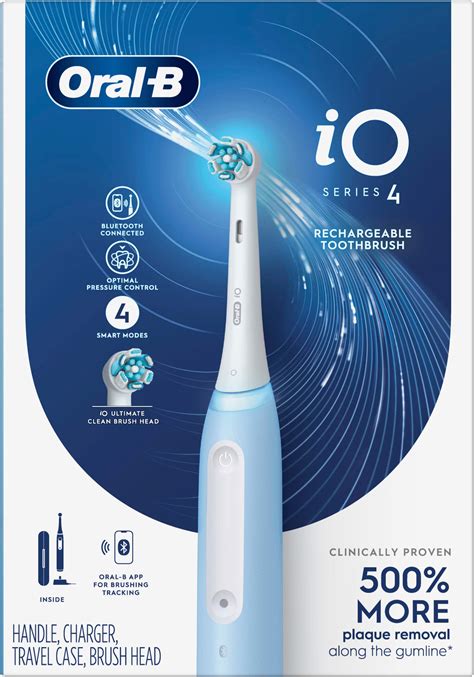 Oral B Io Series 4 Rechargeable Electric Toothbrush Wbrush Head Icy Blue Io Icy Blue Best Buy