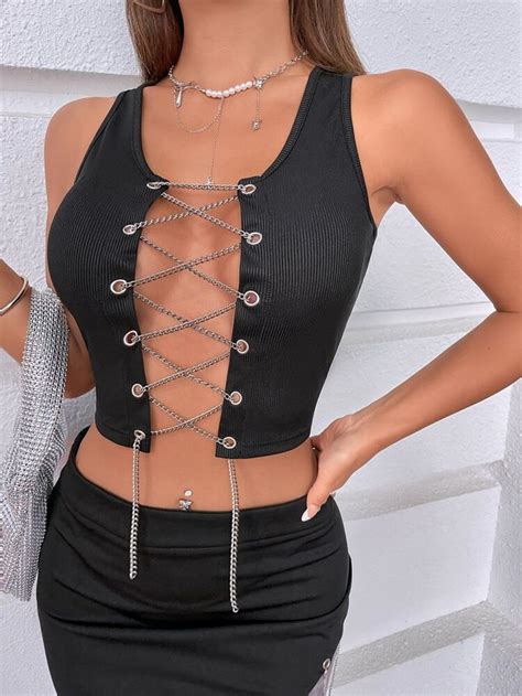 Lace Up Tank Top Clubbing Outfits Tanks Tank Tops Plus Size Fashion