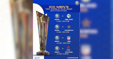 Men S T20 World Cup 2024 Schedule Out India To Face Pakistan On June 9