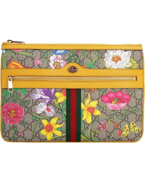 Gucci Gg Floral Printed Clutch Bag Lyst