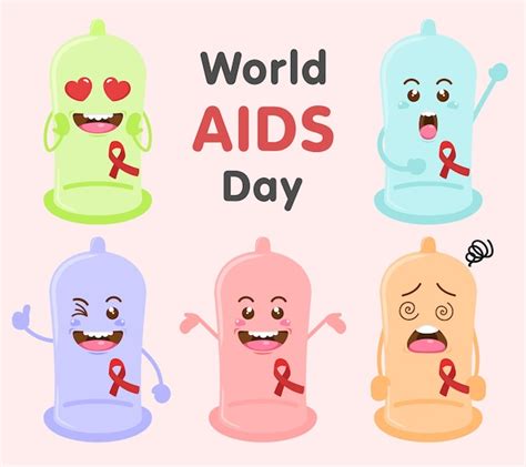 Premium Vector Cute Condom World Aids Day Set