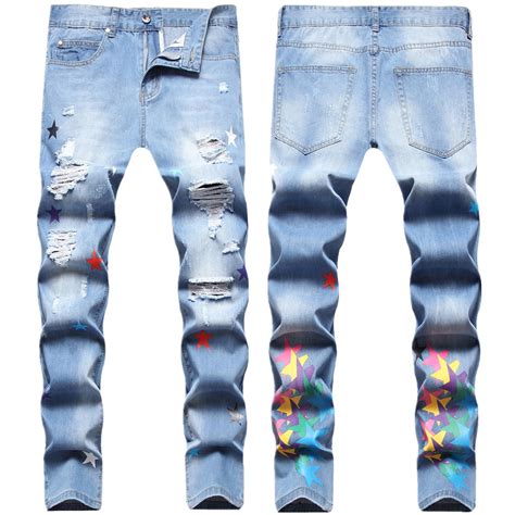 Yuwull Men Ripped Skinny Jeans Distressed Destroyed Slim Fit Denim