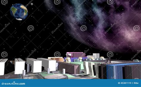 Computer Motherboard Space And Planet Earth Stock Illustration