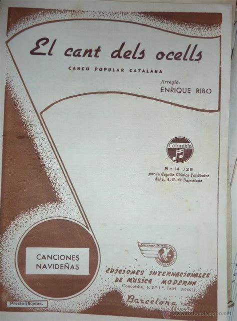 Antigua Partitura El Cant Dels Ocells Letra Comprar Partituras