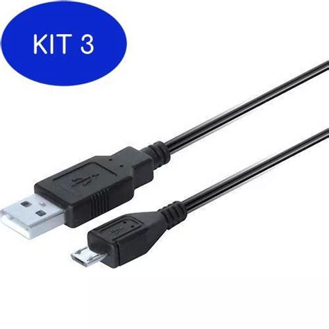 Kit 3 Cabo Usb De Ps4 Para Carregar Controle Playstation 4 1 80C No