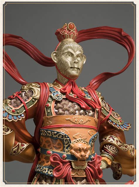 Cm China Pure Brass Color Painting Sun Wukong Monkey King Copper