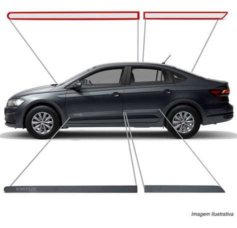 Frisos Laterais Novo Vw Virtus 2018 2019 2020 Cinza Platinum Frete grátis