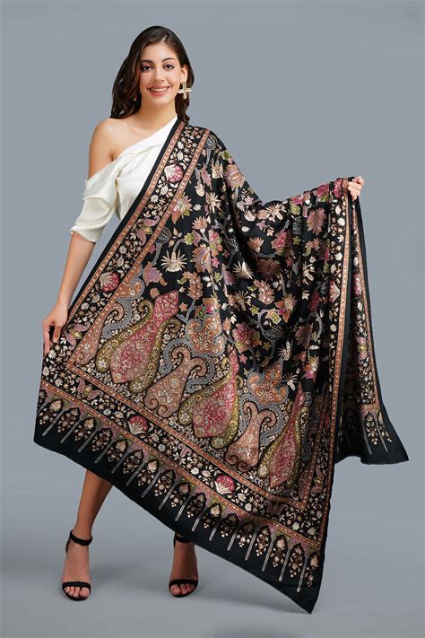 Buy Dusala Shawls Handwoven Kalamkari Tila Work Pashmina Shawl Online