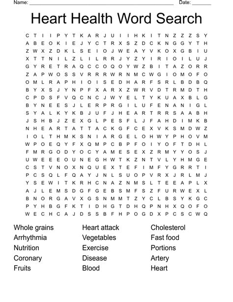 Heart Health Word Search Wordmint