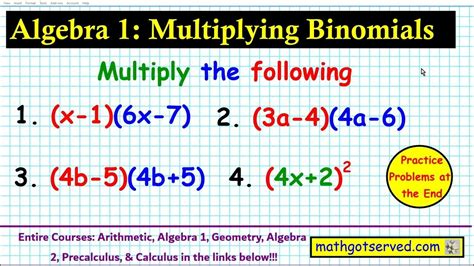 Algebra 1 How To Multiply Binomials By Binomial Mathgotserved