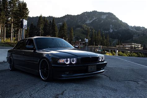 Negro BMW E46 sedán carretera montañas tuning BMW e38 BBS