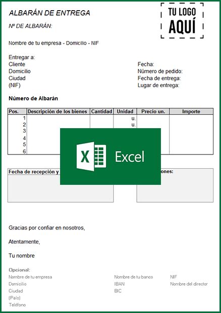 Plantilla Albar N En Excel Word Y Pdf Gratis