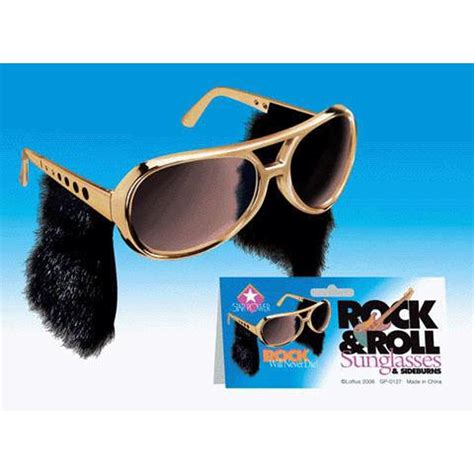 Elvis Gold Rock N Roll Sunglasses With Sideburns Halloween Costume Accessory Prank Gag Fun Etsy