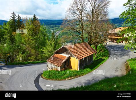 Swiss chalet at Alps Stock Photo - Alamy