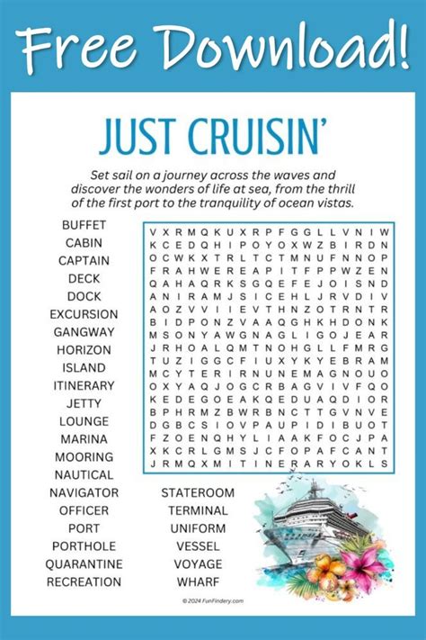 Free Printable Cruise Word Search Puzzle In 2024