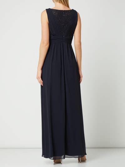 Jake S Cocktail Abendkleid Aus Chiffon Mit Gelegten Falten Marineblau